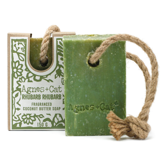 Agnes and Cat Coconut Butter Soap On A Rope Rhubarb Rhubarb 150g ACSR-07
