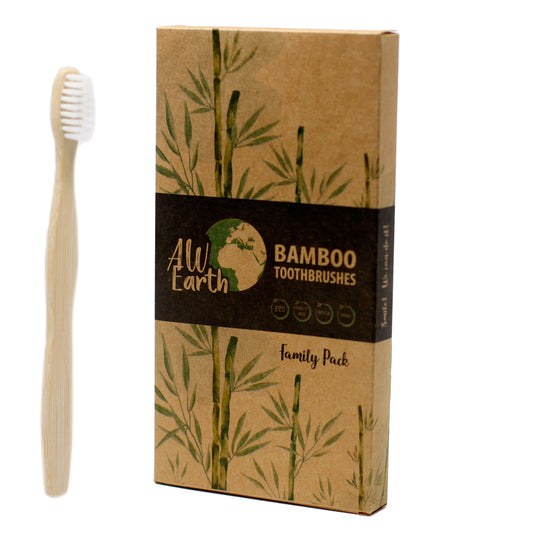 Bamboo Toothbrush White Pack of 4 BamTB-01